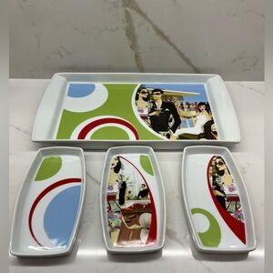 Vintage German Ritzenhoff & Becker ‘Flirt’ series ‘Madona’ Ceramic Serving Trays
